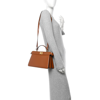 Fendi Vitello King Luxor Shiny Nappa Medium Peekaboo I SEE U East West Satchel Brandy Light Rose 2 of 10