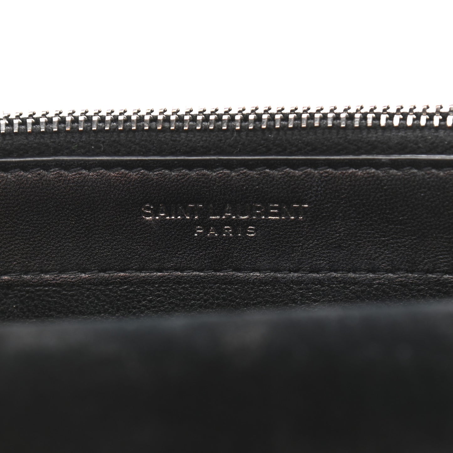 Metallic Calfskin Classic Monogram Kate Tassel Chain Wallet Gun Metal