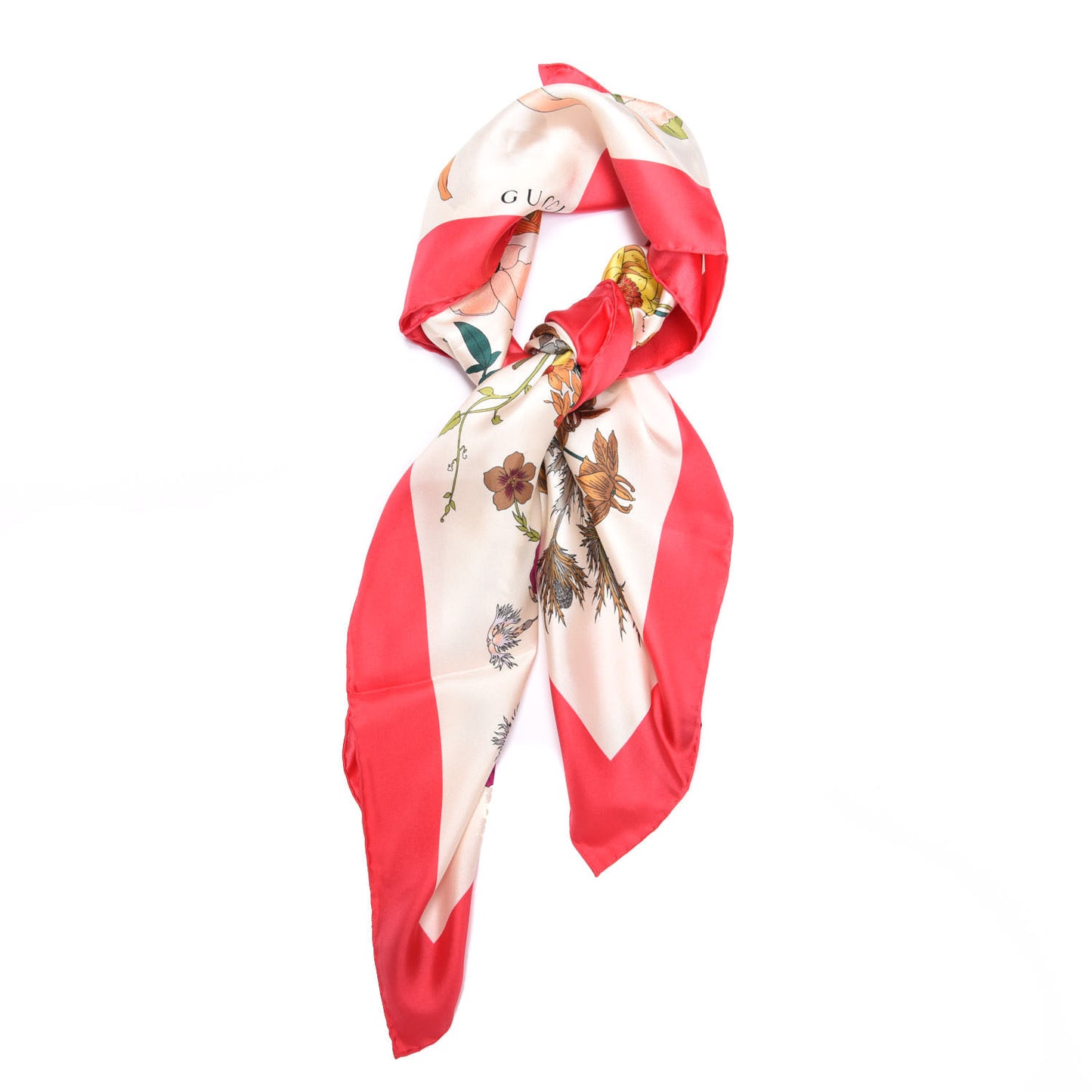Silk Flora Gothic Square Scarf Ivory Red