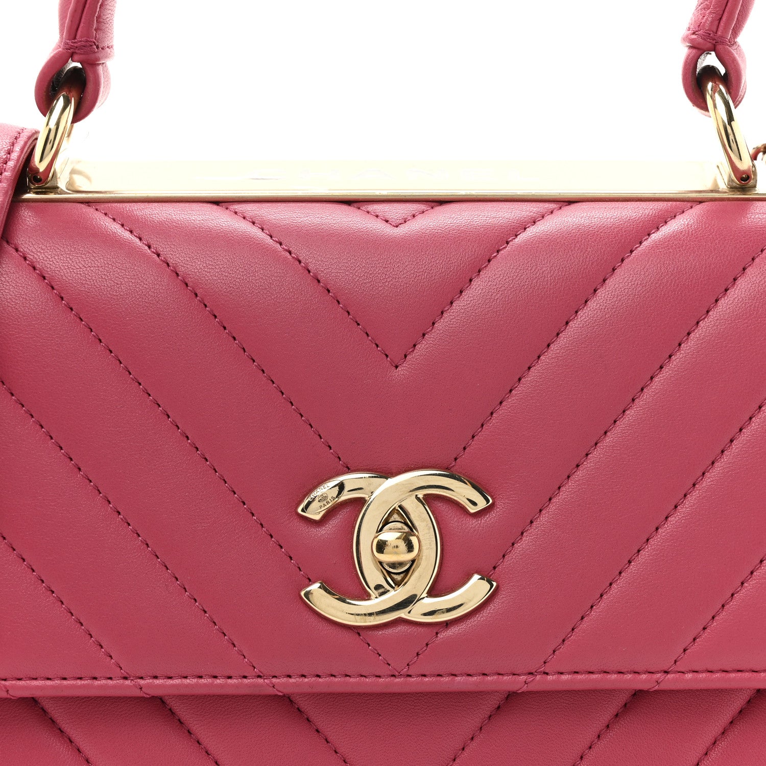 Chanel Lambskin Chevron Quilted Small Trendy CC Dual Handle Flap Bag Pink 9 of 11