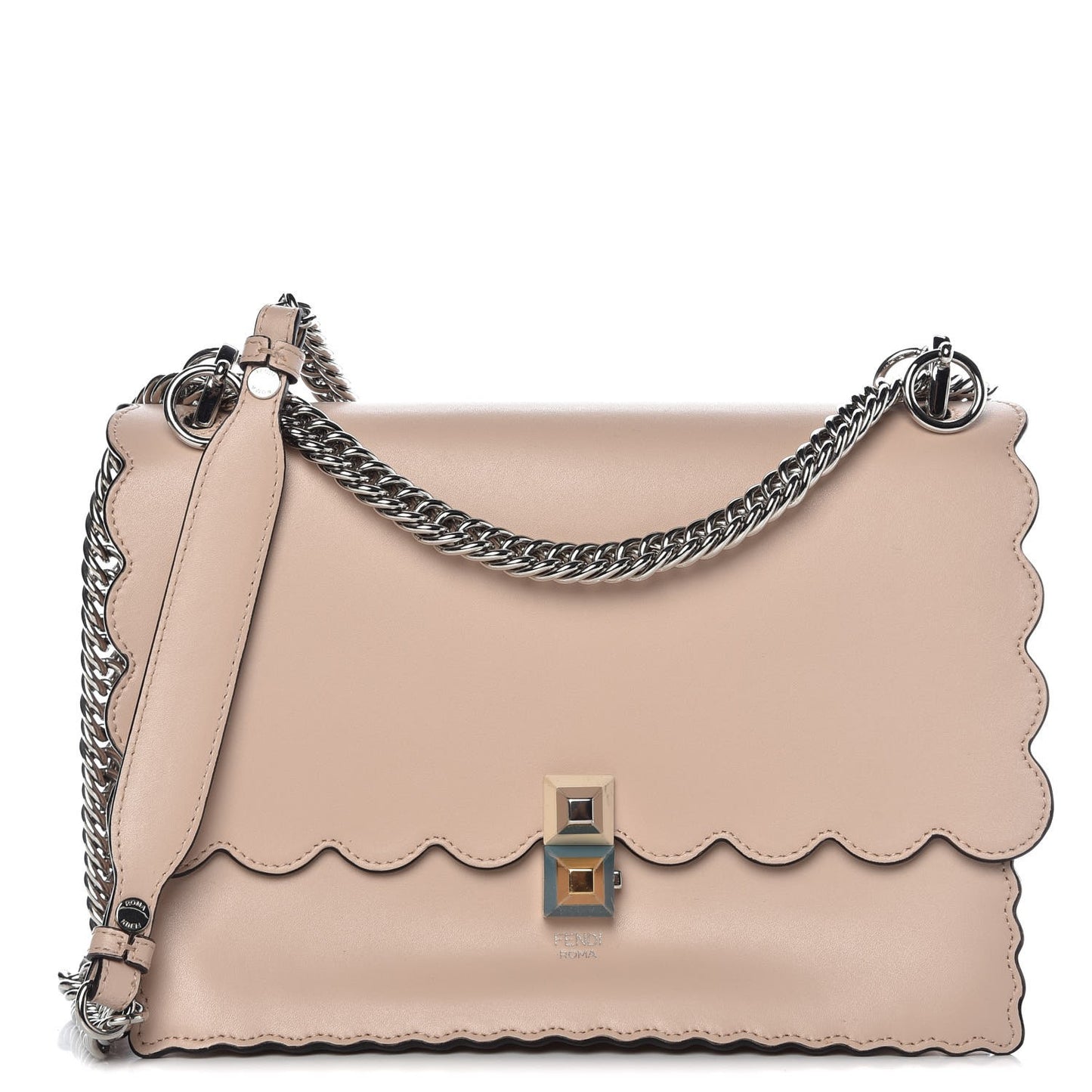 Vitello Liberty Scalloped Studded Kan I Shoulder Bag Plaster