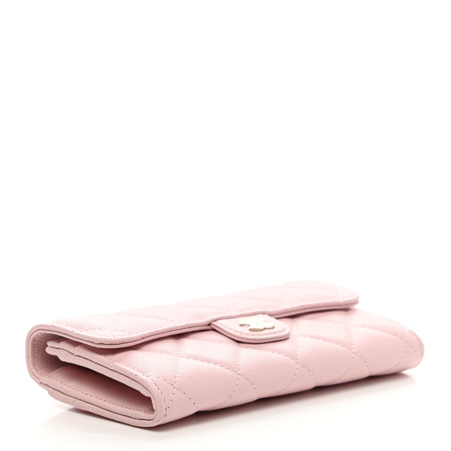 Caviar Quilted Medium Flap Wallet Light Pink