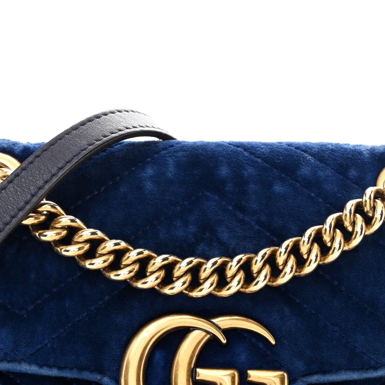 Gucci Velvet Matelasse Mini GG Marmont Shoulder Bag Cobalt Blue 7 of 9