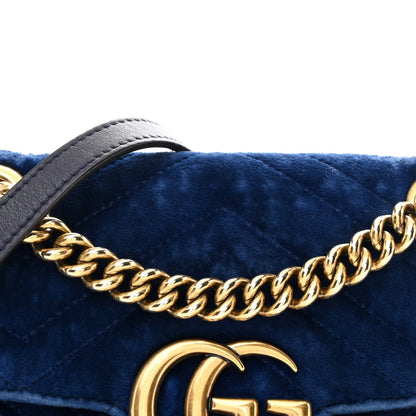 Gucci Velvet Matelasse Mini GG Marmont Shoulder Bag Cobalt Blue 7 of 9