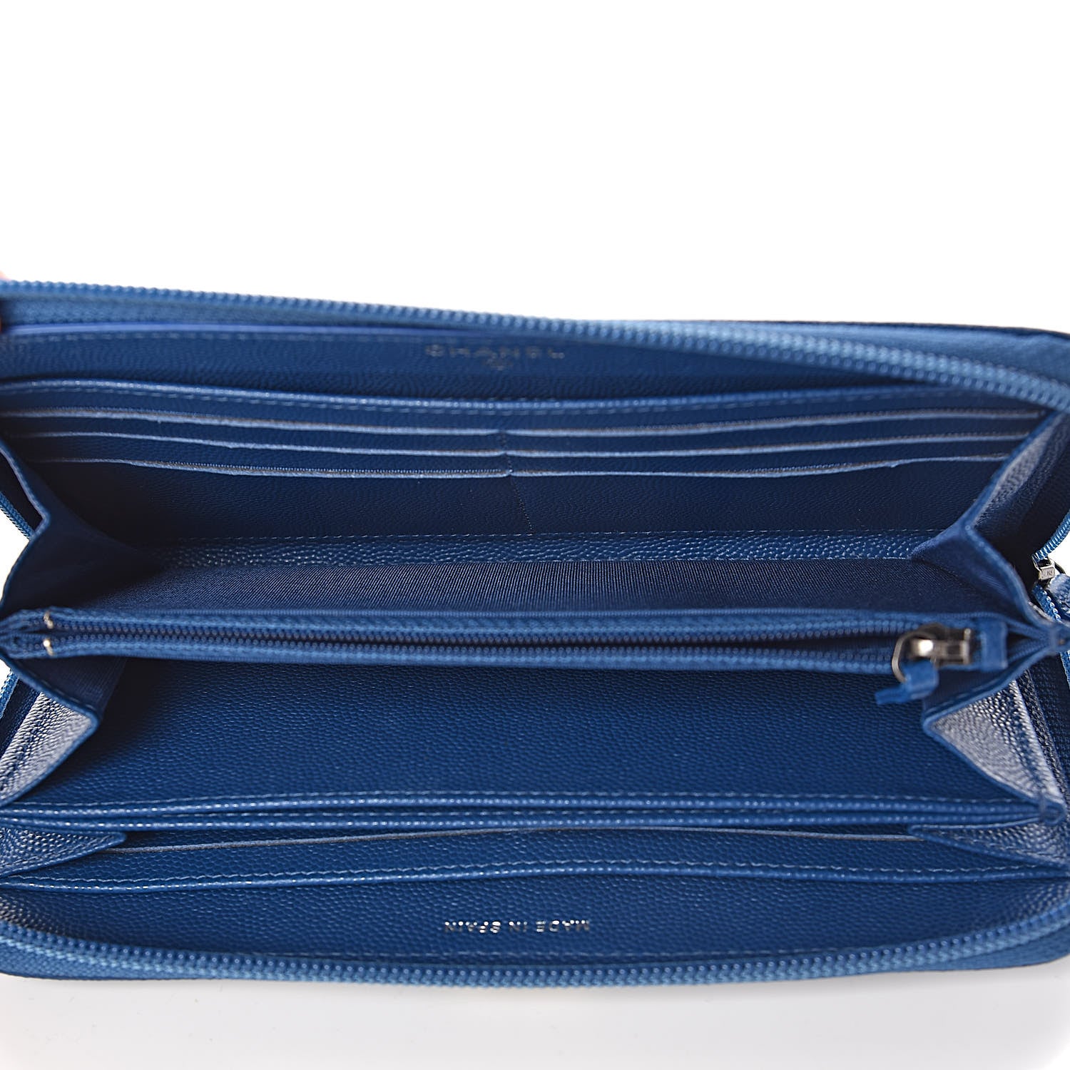 Chanel Caviar Quilted Large Boy Zip Around Wallet Blue 5 of 9