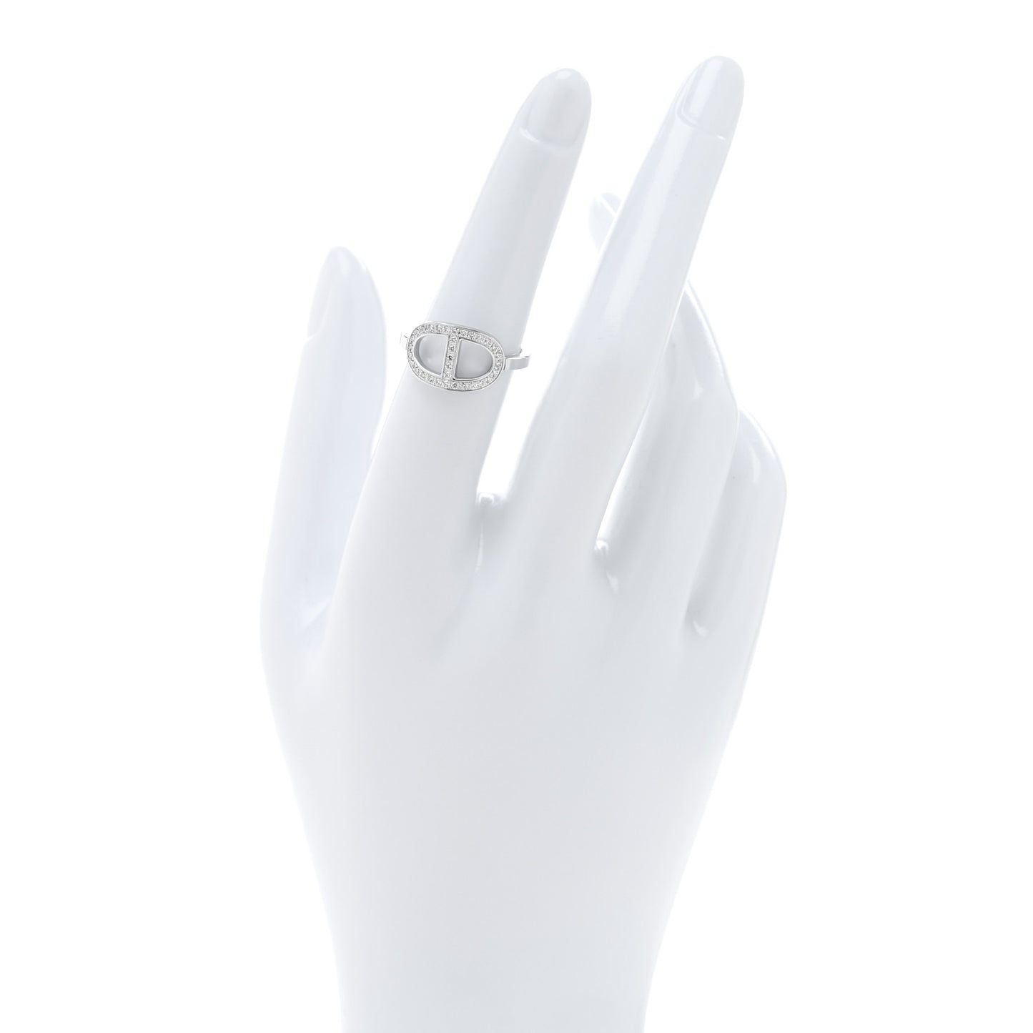 18K White Gold Diamond MM Chaine d'Ancre Contour Ring 53 6.25