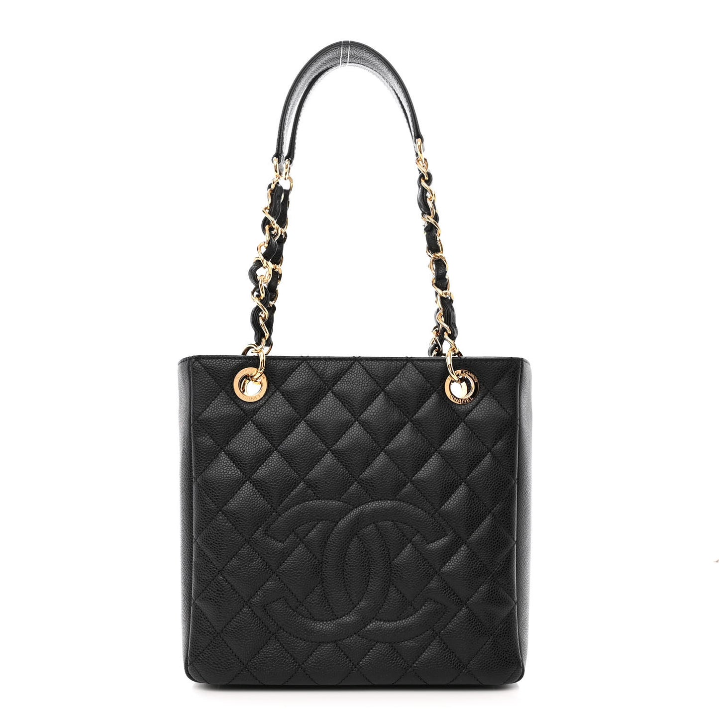 Caviar Quilted Petit Shopping Tote PST Black