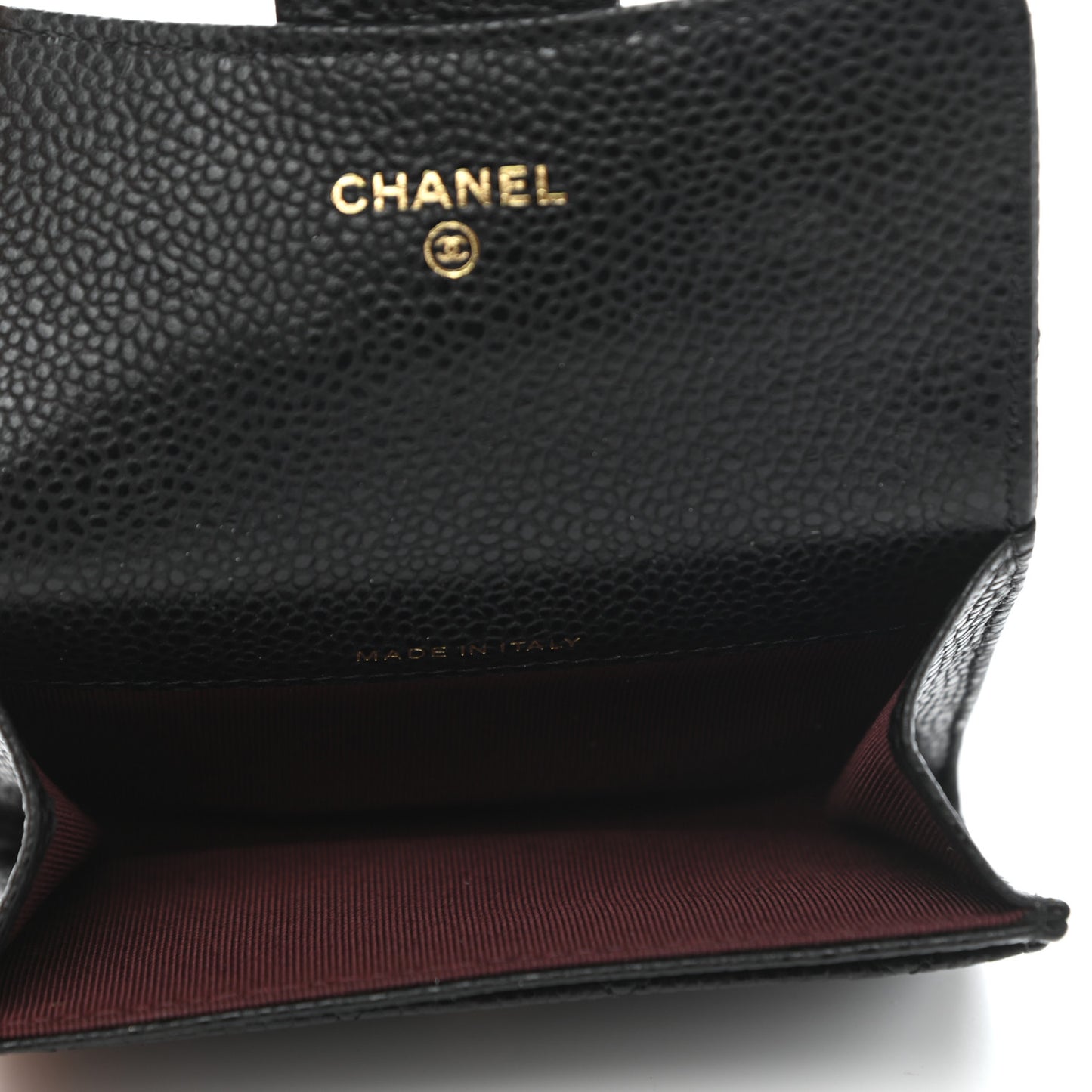 Caviar Quilted Flap Card Holder Wallet Black