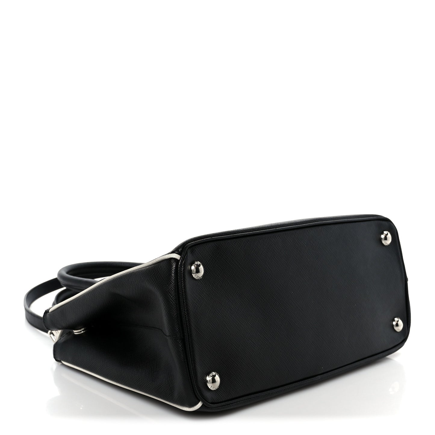 Saffiano Small Galleria Double Zip Tote Black Talco