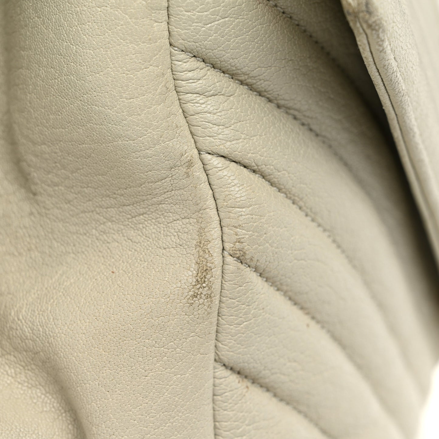 Sheepskin Matelasse Chevron Monogram Large College Satchel Cream Soft