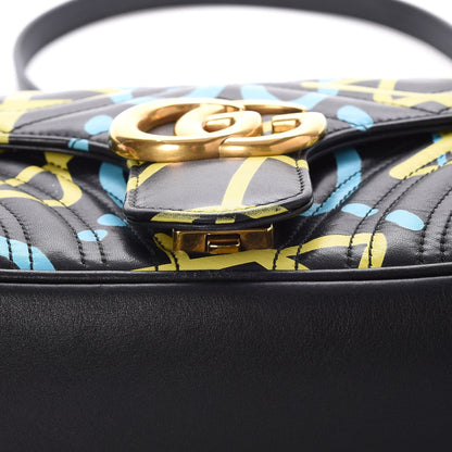 Gucci Calfskin Matelasse GucciGhost Small GG Marmont Shoulder Bag Black New Acquamarine 5 of 8