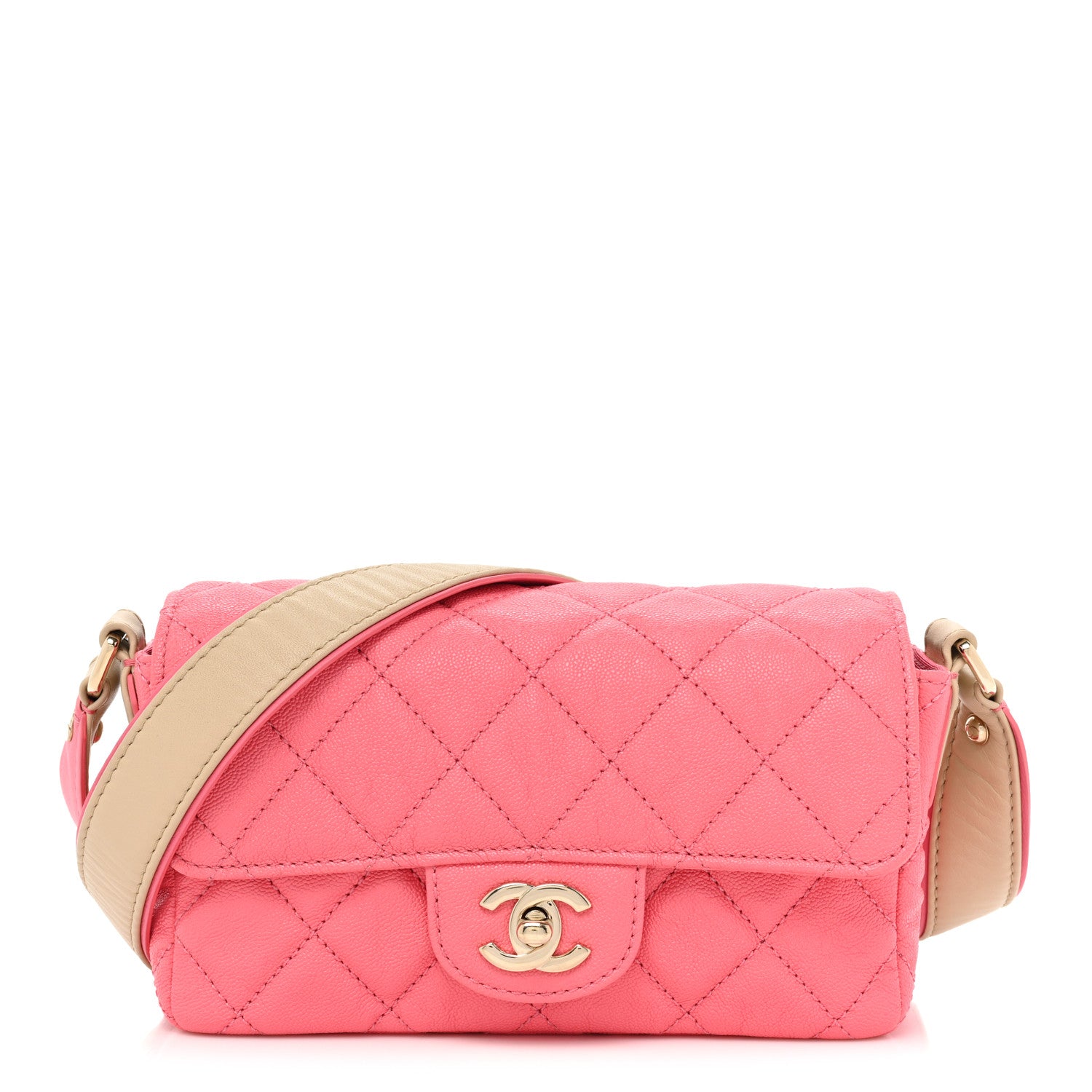 Chanel Iridescent Caviar Quilted Mini Flap With Thick Strap Pink Beige 1 of 10