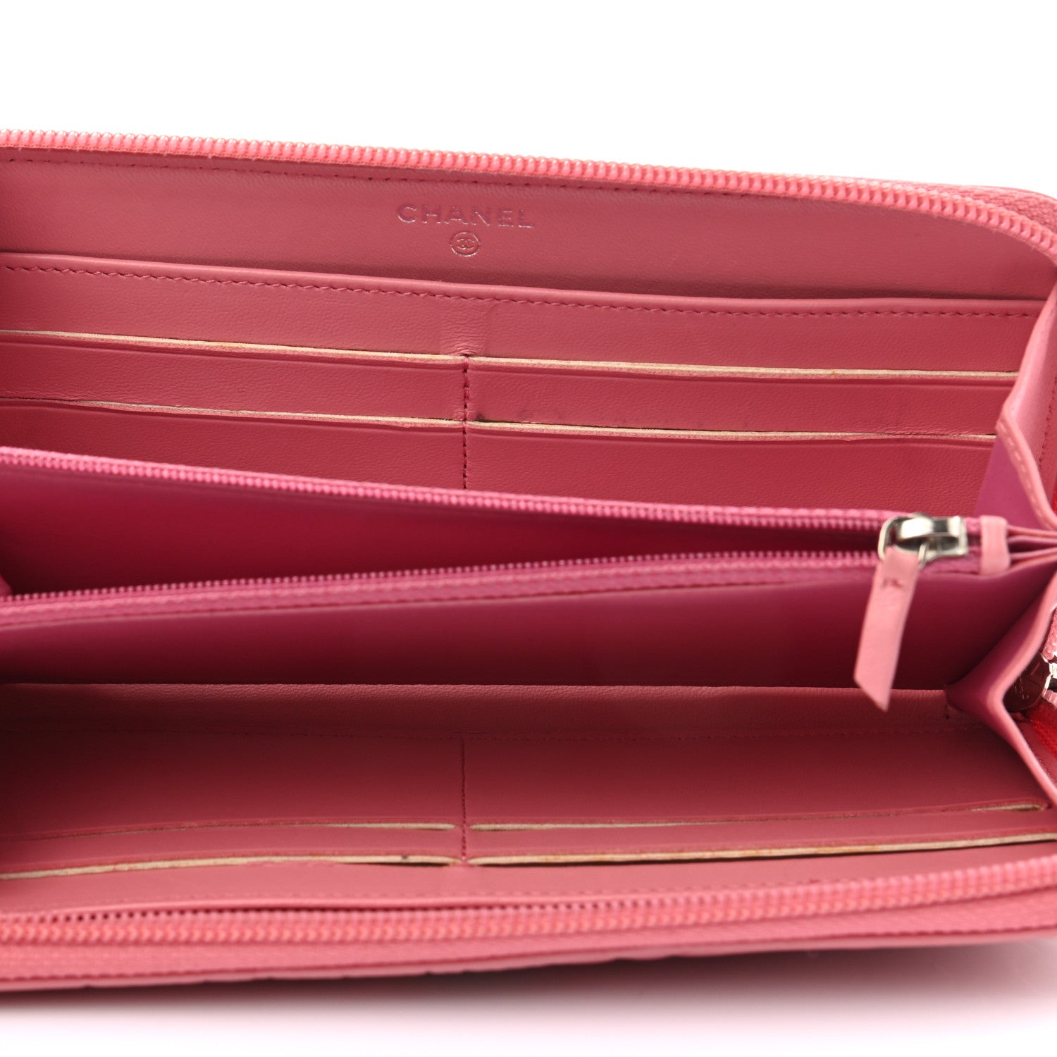 Chanel Lambskin Camellia Embossed Zip Around Large Gusset Wallet Pink 5 of 8