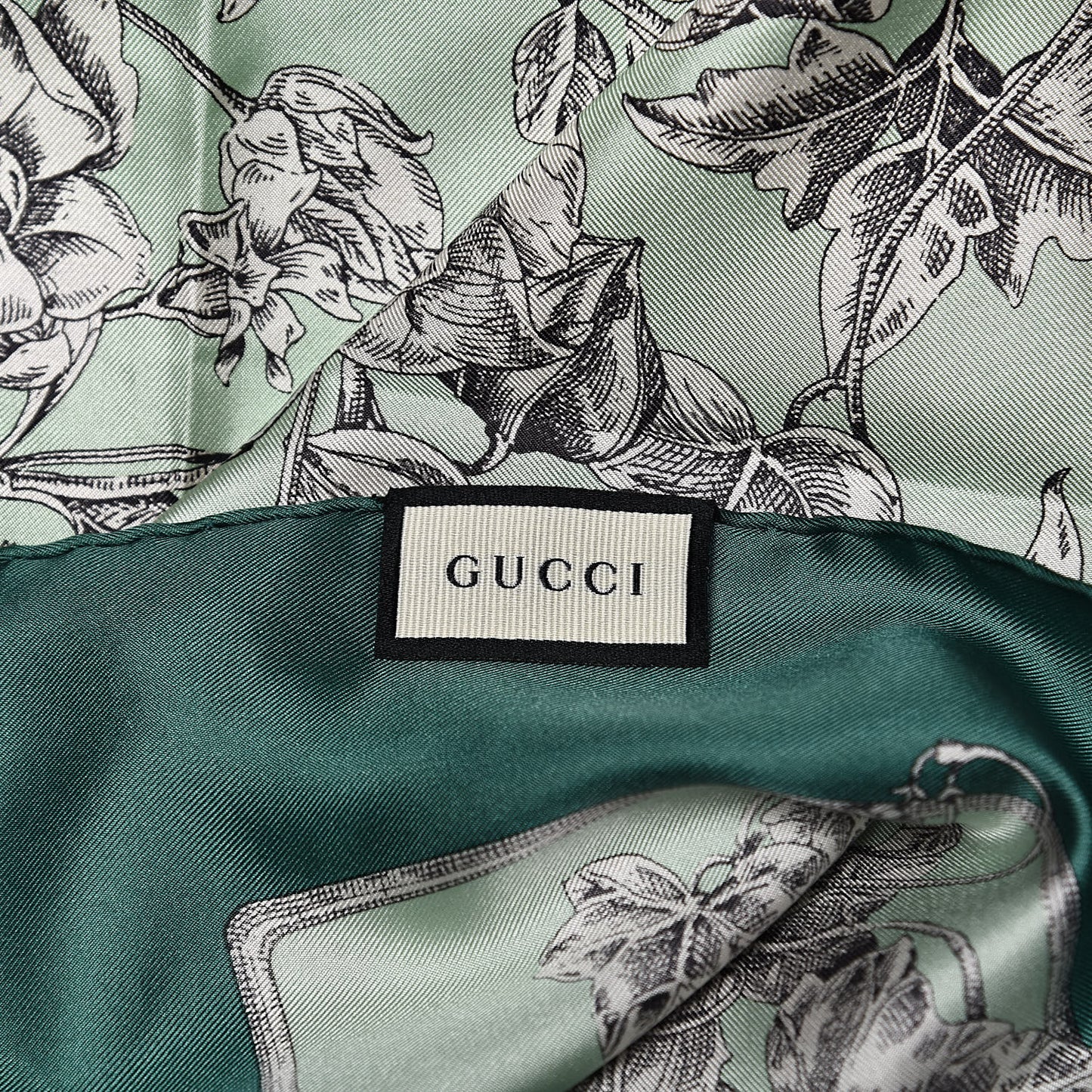 Silk Twill Wondergardenia Square Scarf Emerald