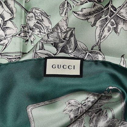 Gucci Silk Twill Wondergardenia Square Scarf Emerald 4 of 5