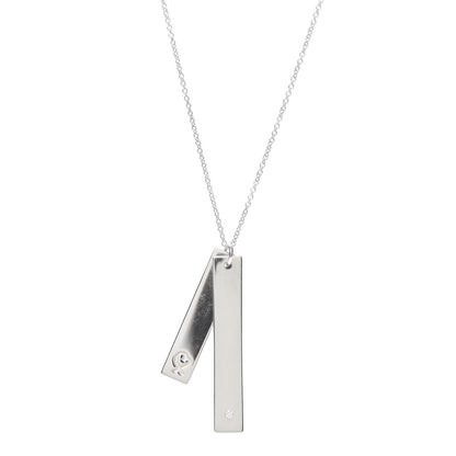 Tiffany Sterling Silver Diamond Paloma Picasso Loving Heart Bar Pendant Necklace 1 of 6
