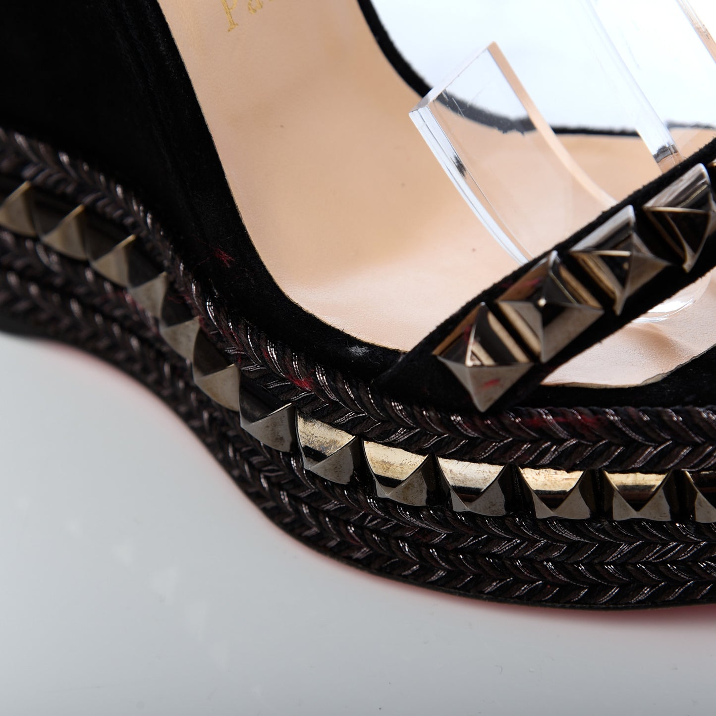 Calfskin Suede Cataclou 140 Wedge Sandals 37 Black Dark Gun