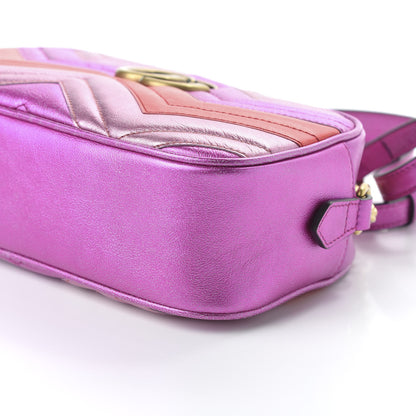 Gucci Laminated Nappa Matelasse Small GG Marmont Chain Shoulder Bag Fuxia Rosso Rosa 7 of 10