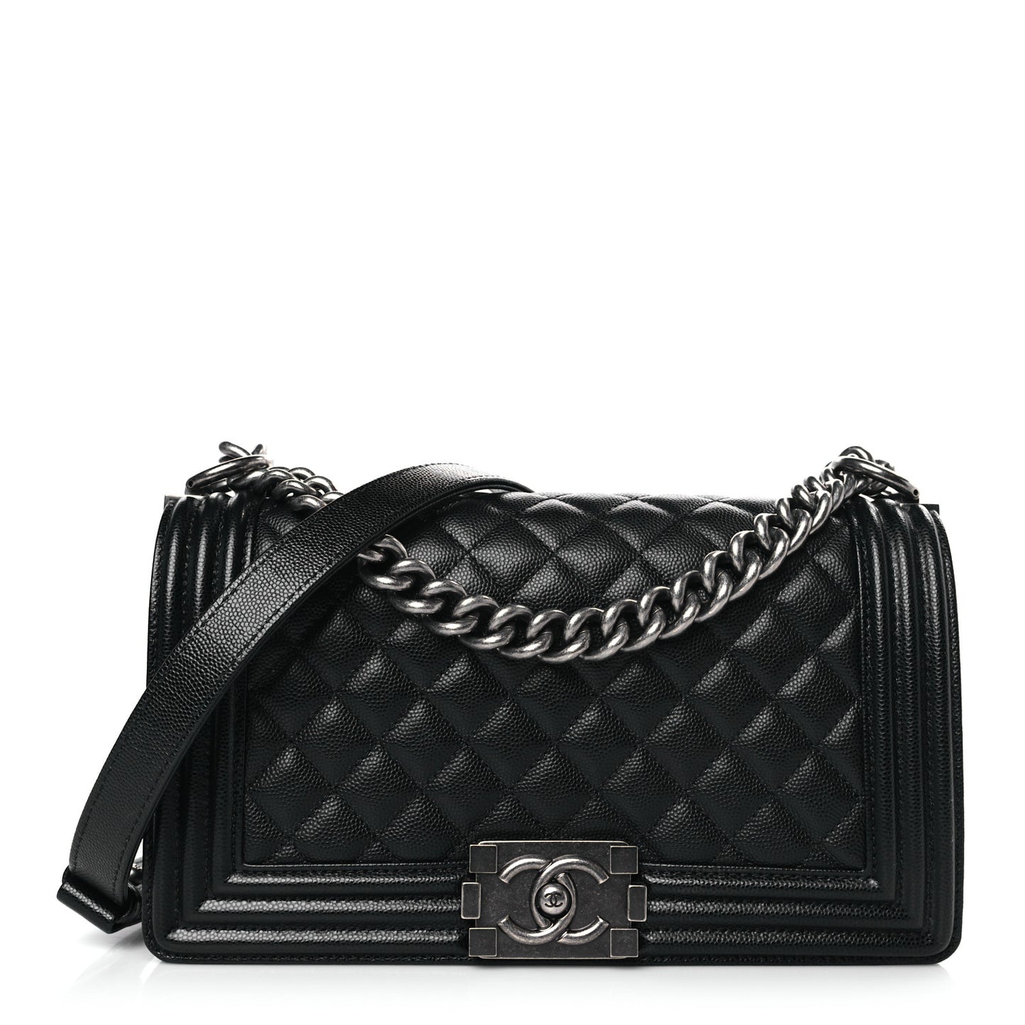 Caviar Quilted Medium Boy Flap Black