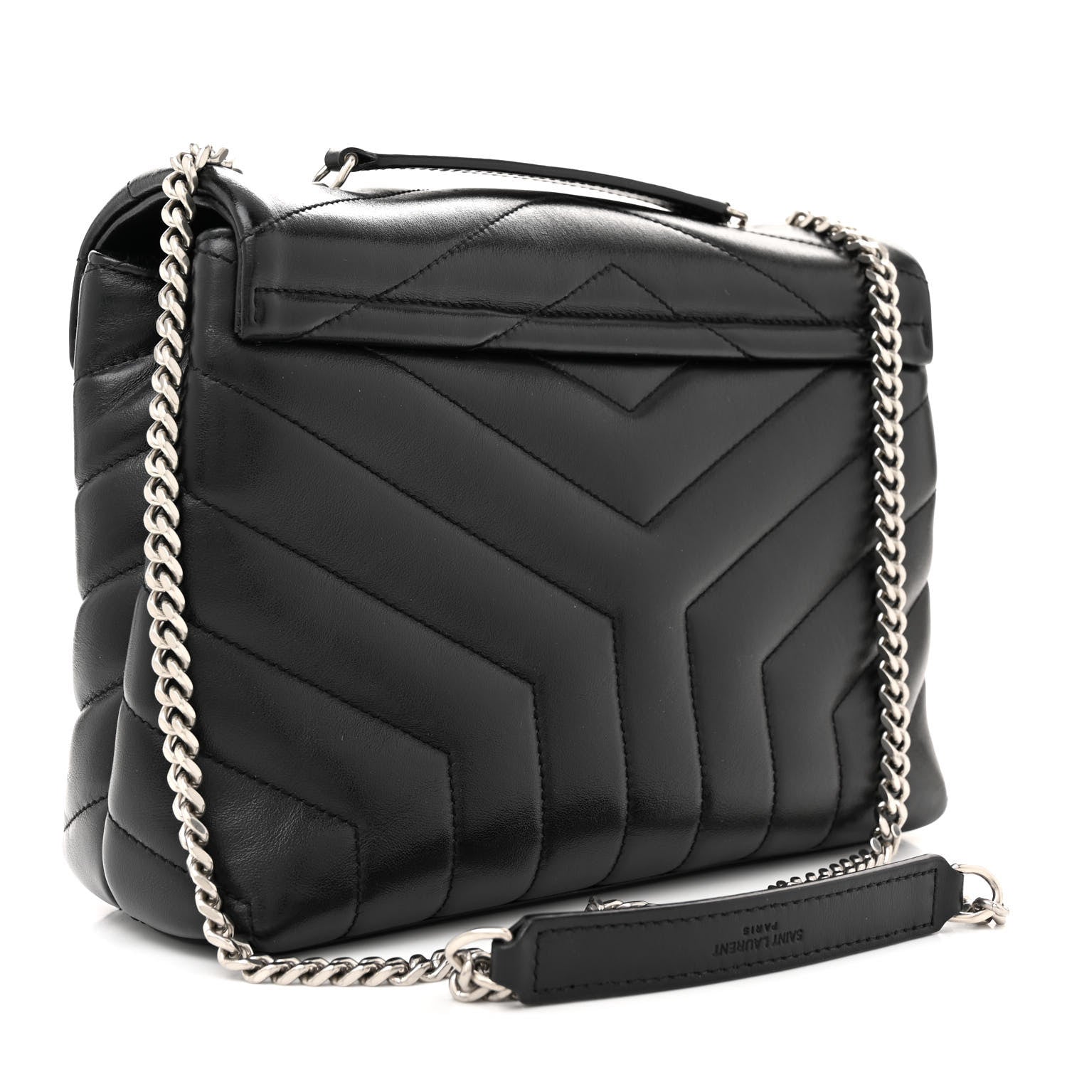Saint Laurent Calfskin Y Quilted Monogram Small Loulou Chain Satchel Black 3 of 11