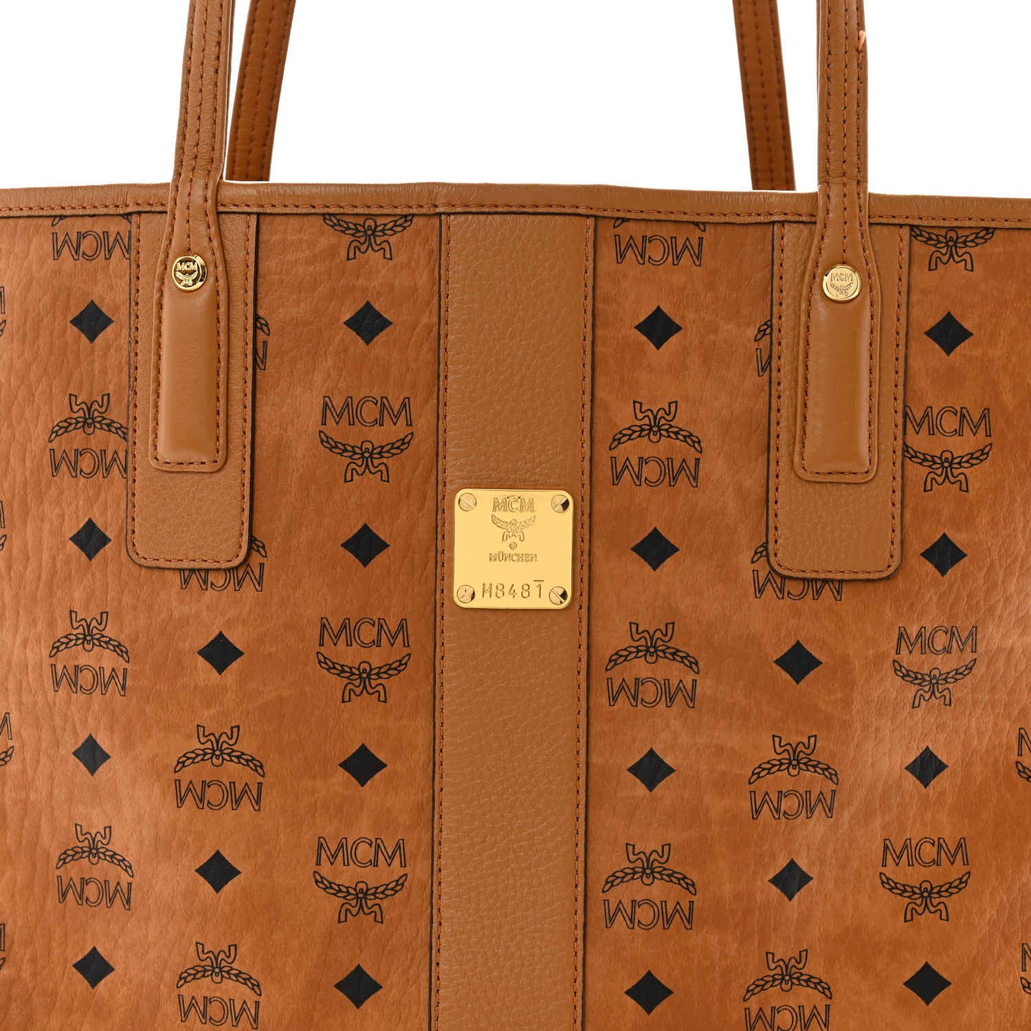 MCM Visetos Medium Liz Reversible Shopper Tote Cognac 10 of 16