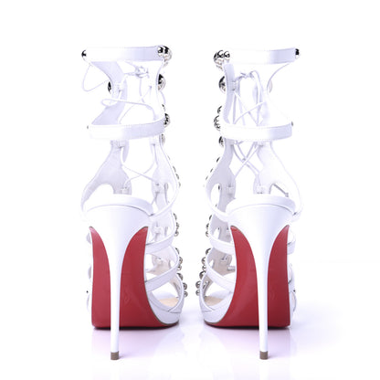 Christian Louboutin Kid Amazoubille 120 Studded Gladiator Sandals 37.5 Latte Silver 7 of 18