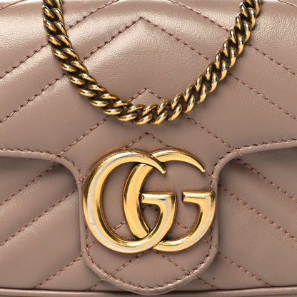 Gucci Calfskin Matelasse Super Mini GG Marmont Shoulder Bag Porcelain Rose 8 of 13