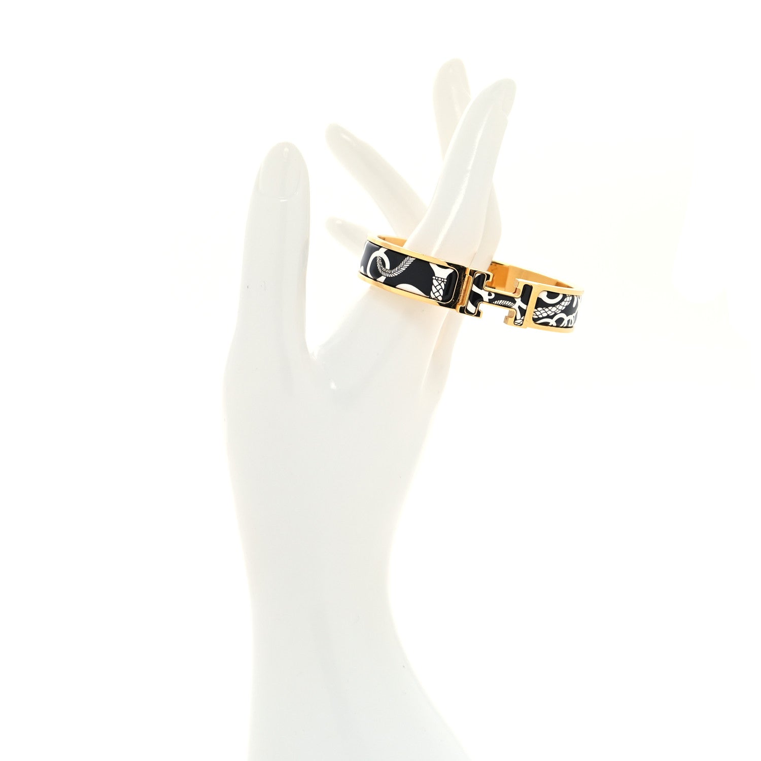Hermes Enamel Printed Panoplie Equestre Narrow Clic Clac H Bracelet PM Positif Negatif 2 of 5