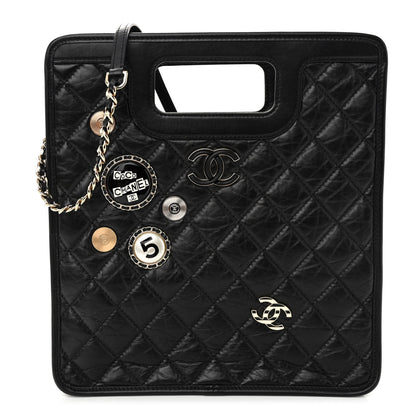 Chanel Aged Calfskin Small Charms Shopping Bag Black 1 of 10