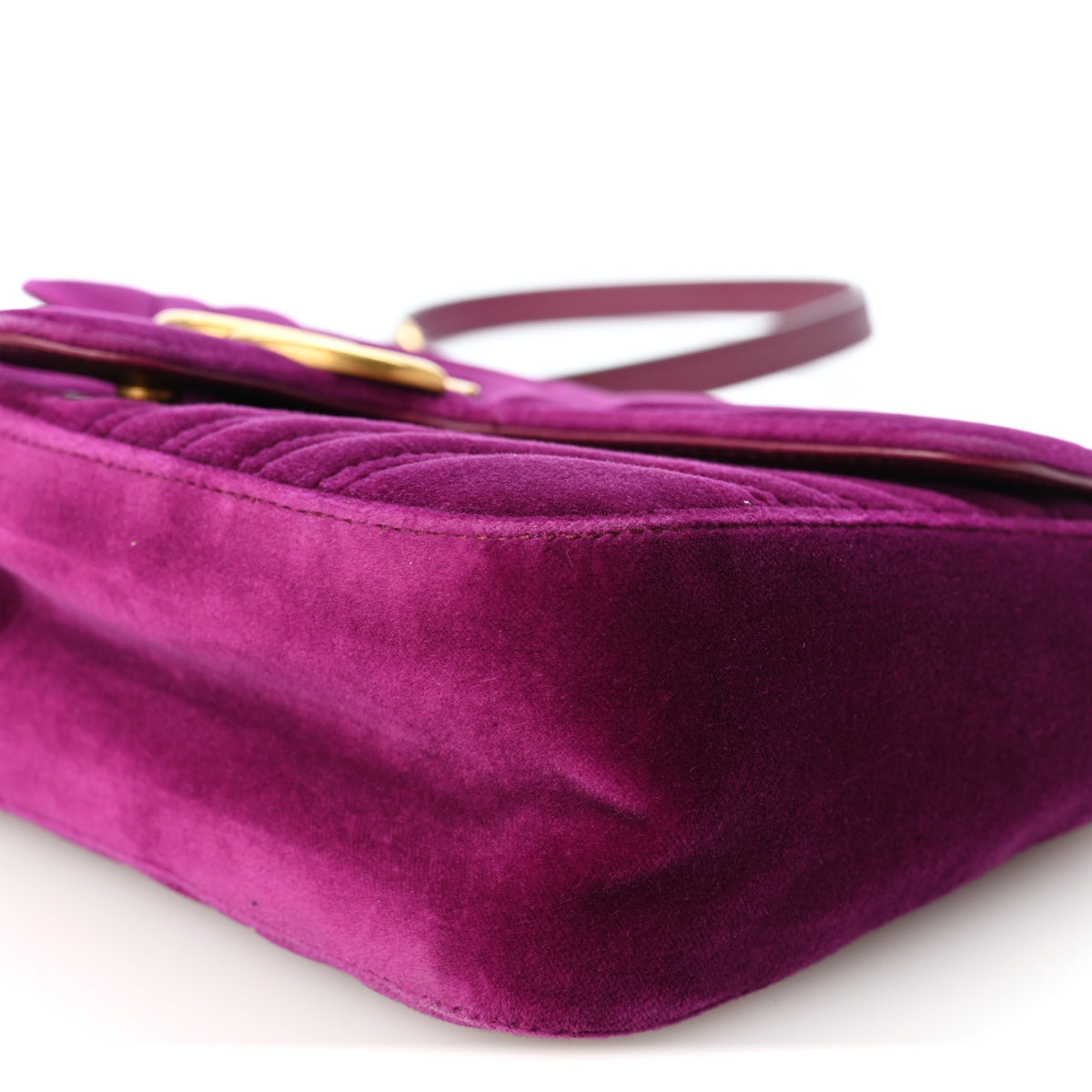 Gucci Velvet Matelasse Small GG Marmont Shoulder Bag Fuchsia Violet Cyclamen 9 of 9