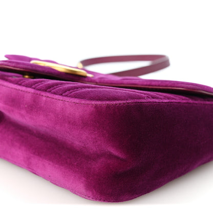 Gucci Velvet Matelasse Small GG Marmont Shoulder Bag Fuchsia Violet Cyclamen 9 of 9