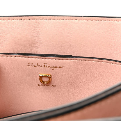 Salvatore Ferragamo Calfskin Embossed Medium Margot Top Handle Satchel Black 7 of 11