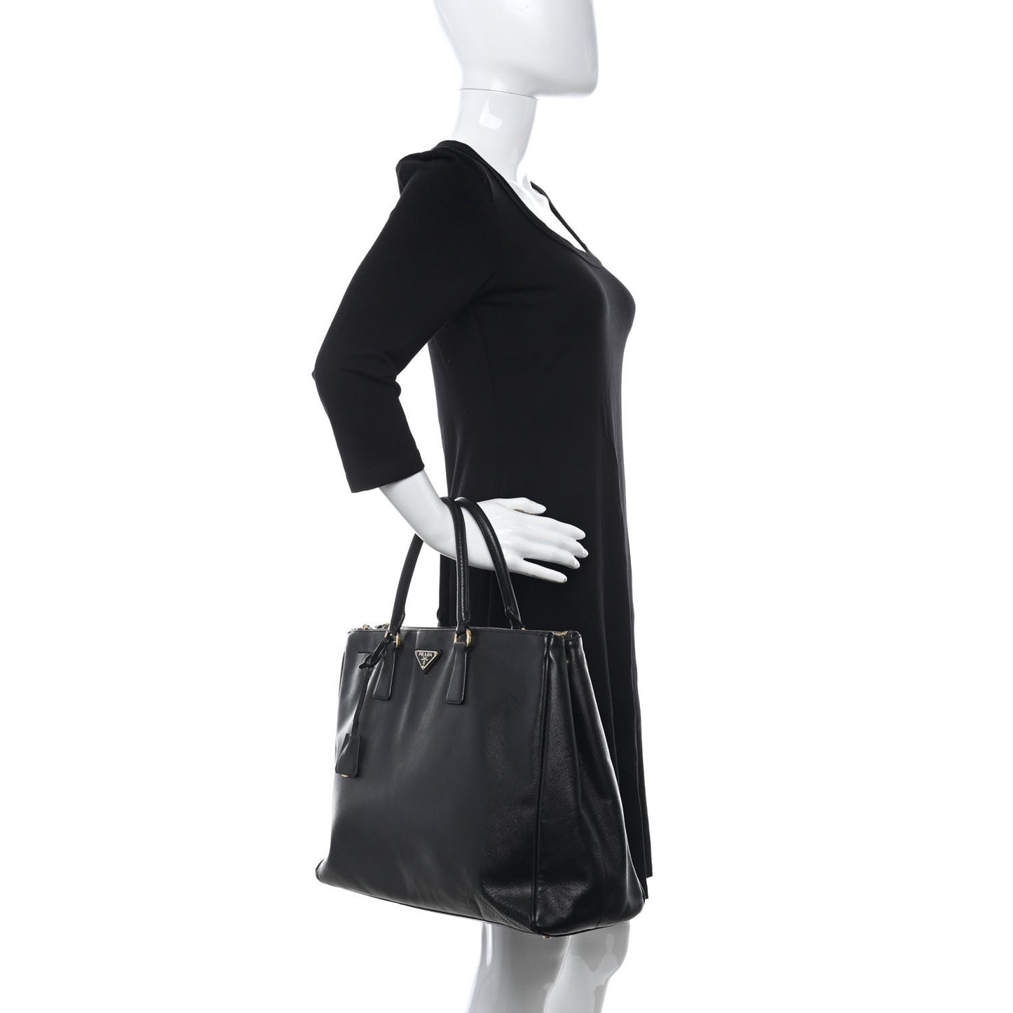 Saffiano Large Galleria Double Zip Tote Black