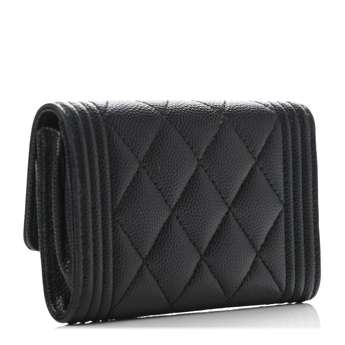 Caviar Quilted Boy Flap Card Holder Black