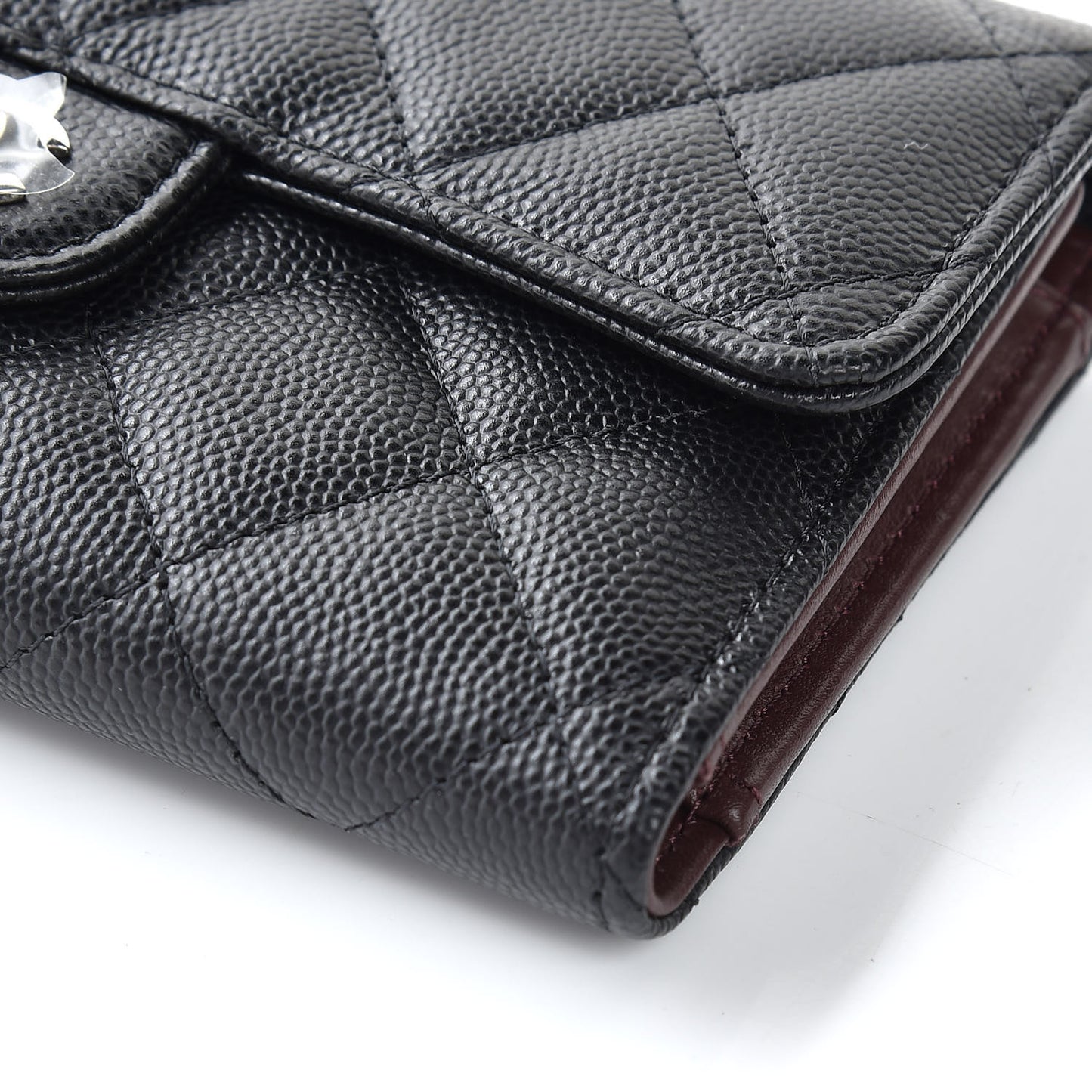Caviar Quilted Medium Flap Wallet Black