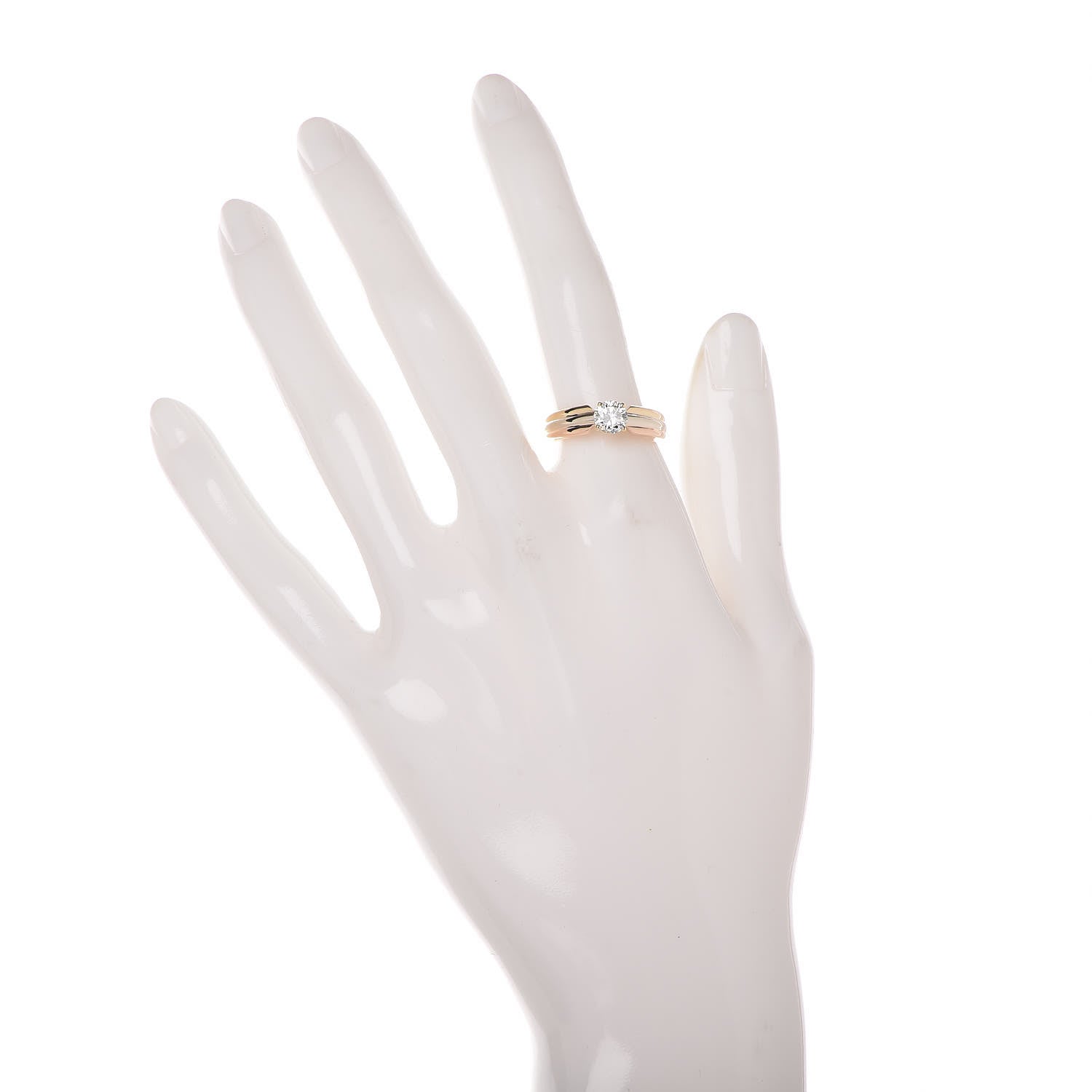 Cartier 18K Pink Yellow White Gold Diamond .57ct Solitaire Trinity Engagement Ring 52 6 2 of 8
