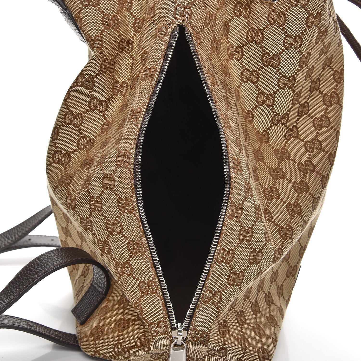 Gucci Monogram Dollar Calfskin O Drawstring Backpack Beige Ebony Testa di Moro Dark Chocolate 6 of 8