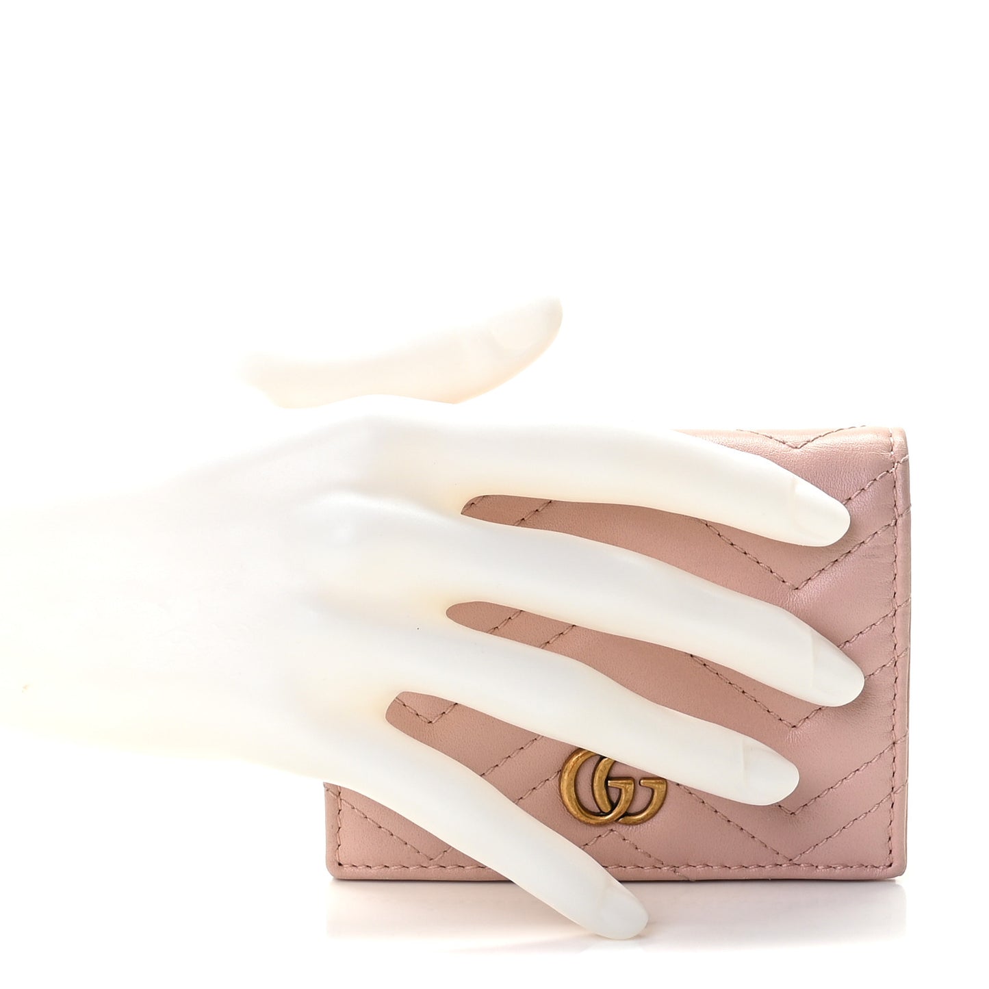 Calfskin Matelasse GG Marmont Card Case Perfect Pink