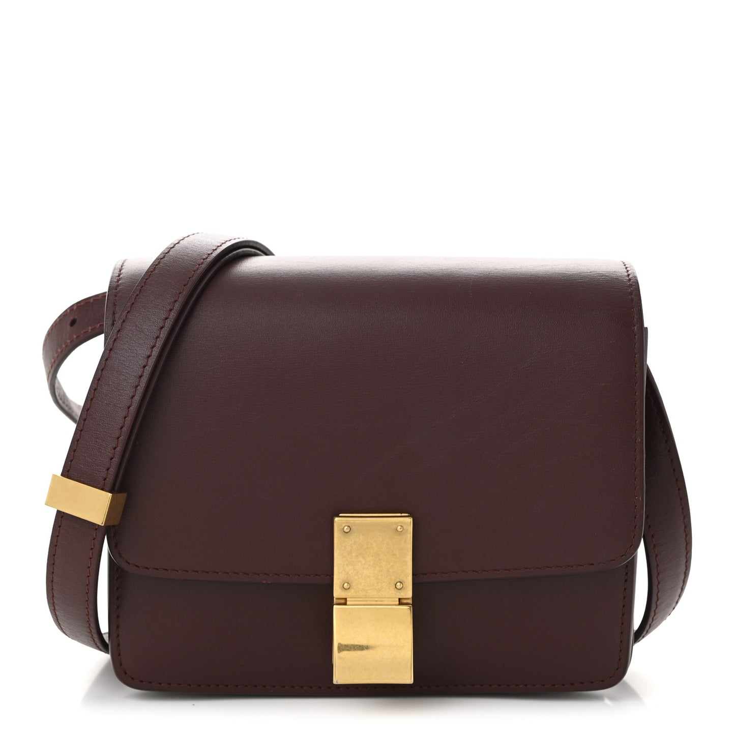 Box Calfskin Small Classic Box Flap Bag Burgundy