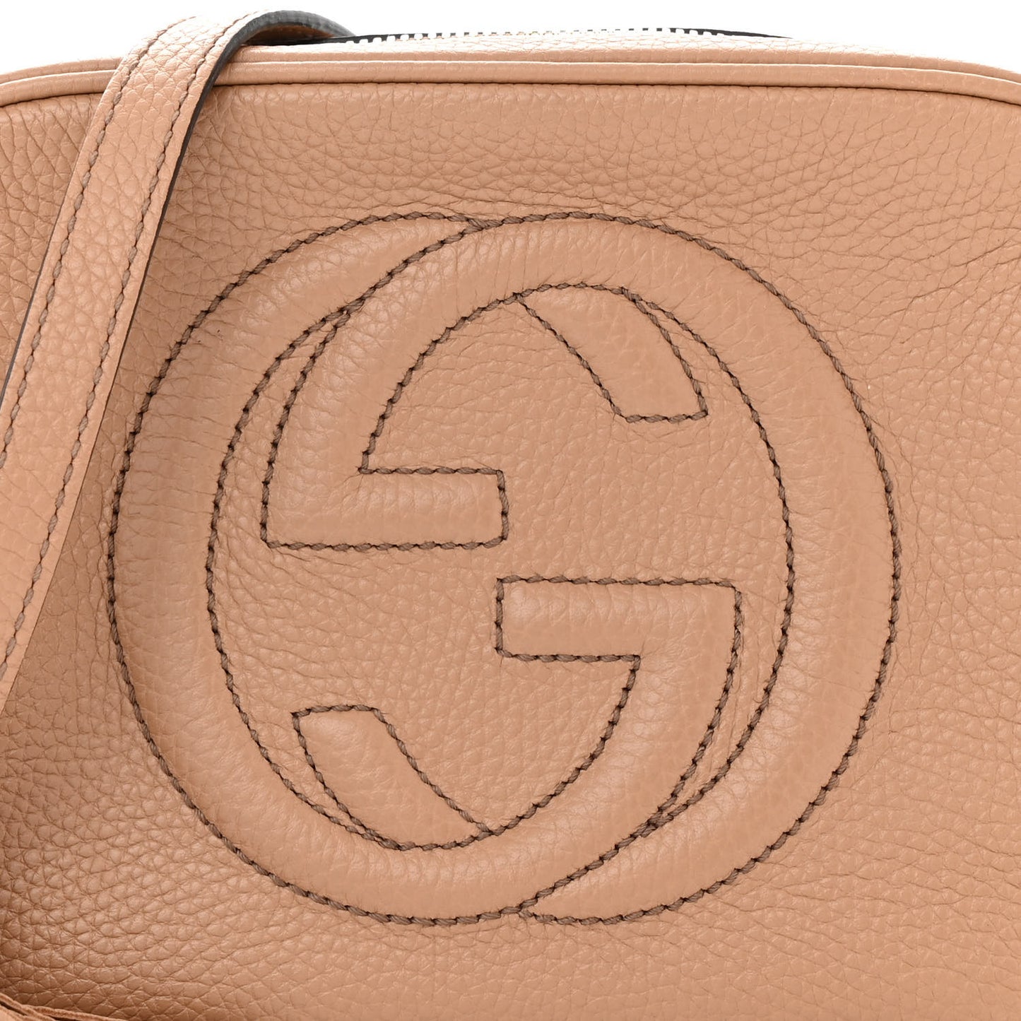 Pebbled Calfskin Small Soho Disco Bag Camelia
