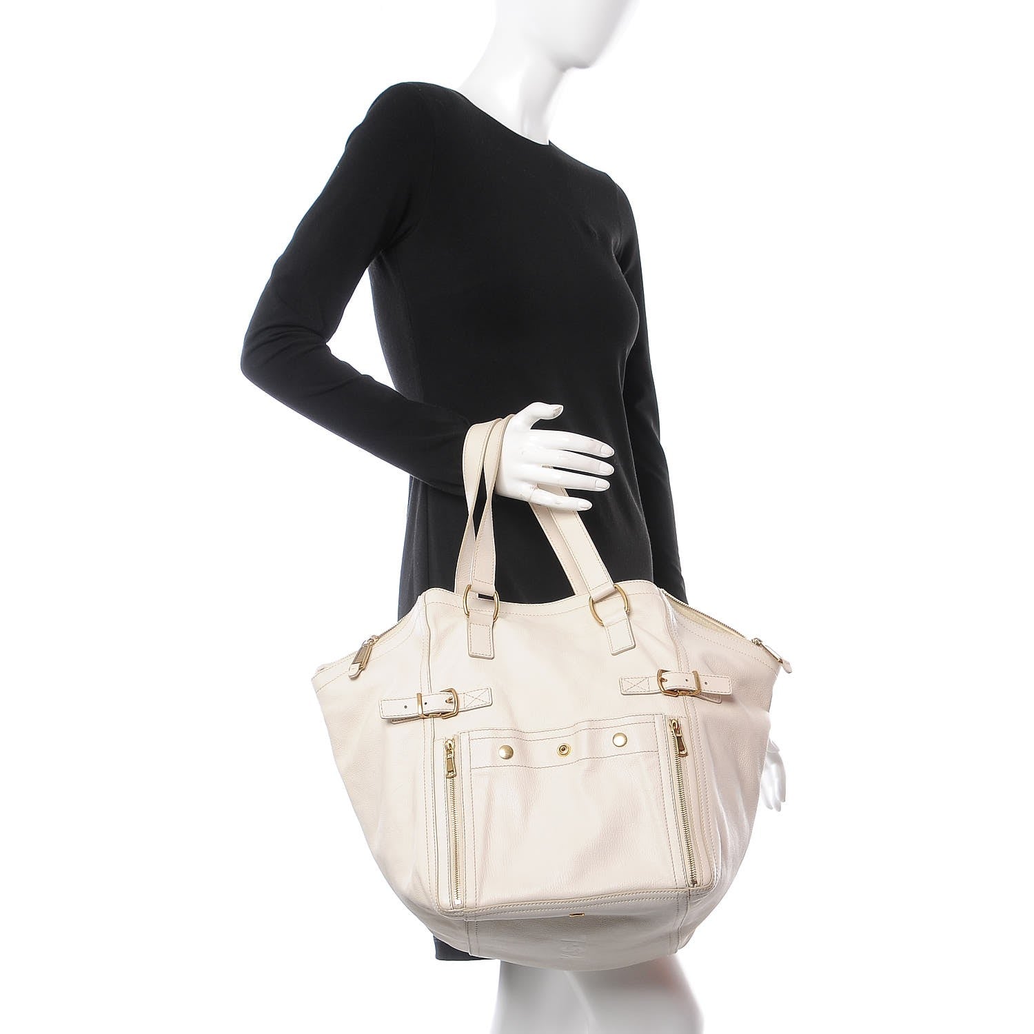 Saint Laurent Calfskin Large Downtown Tote Ivory 2 of 20