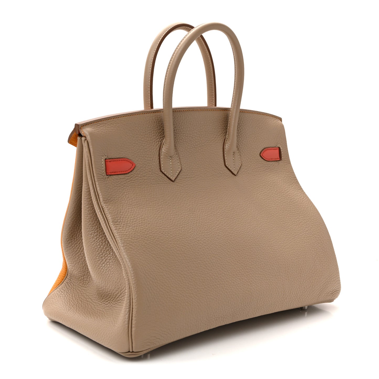 Taurillon Clemence Swift Tri-Color Birkin 35 Sanguine Gris Tourterelle Moutarde