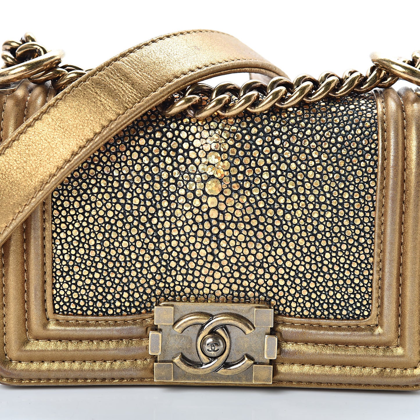 Galuchat Stingray Mini Boy Flap Gold