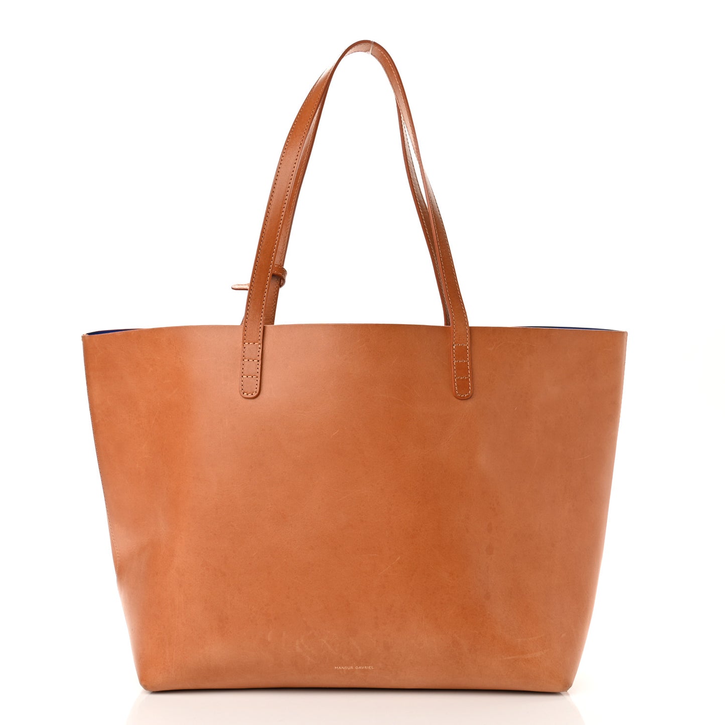 Vegetable Tanned Calfskin Large Shopping Bag Camello Blue