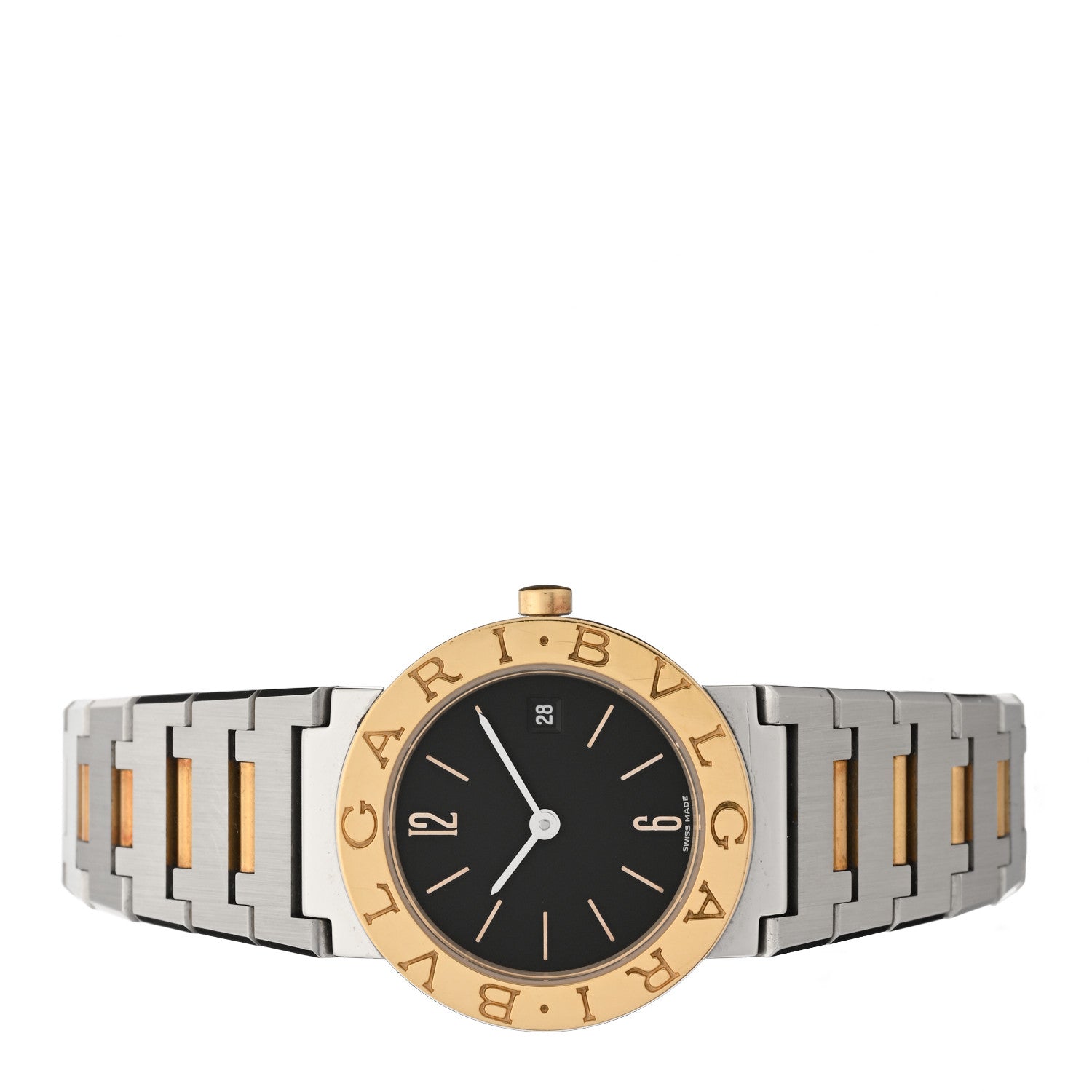Bulgari Stainless Steel 18K Yellow Gold 26mm Quartz Watch Black 2 of 4
