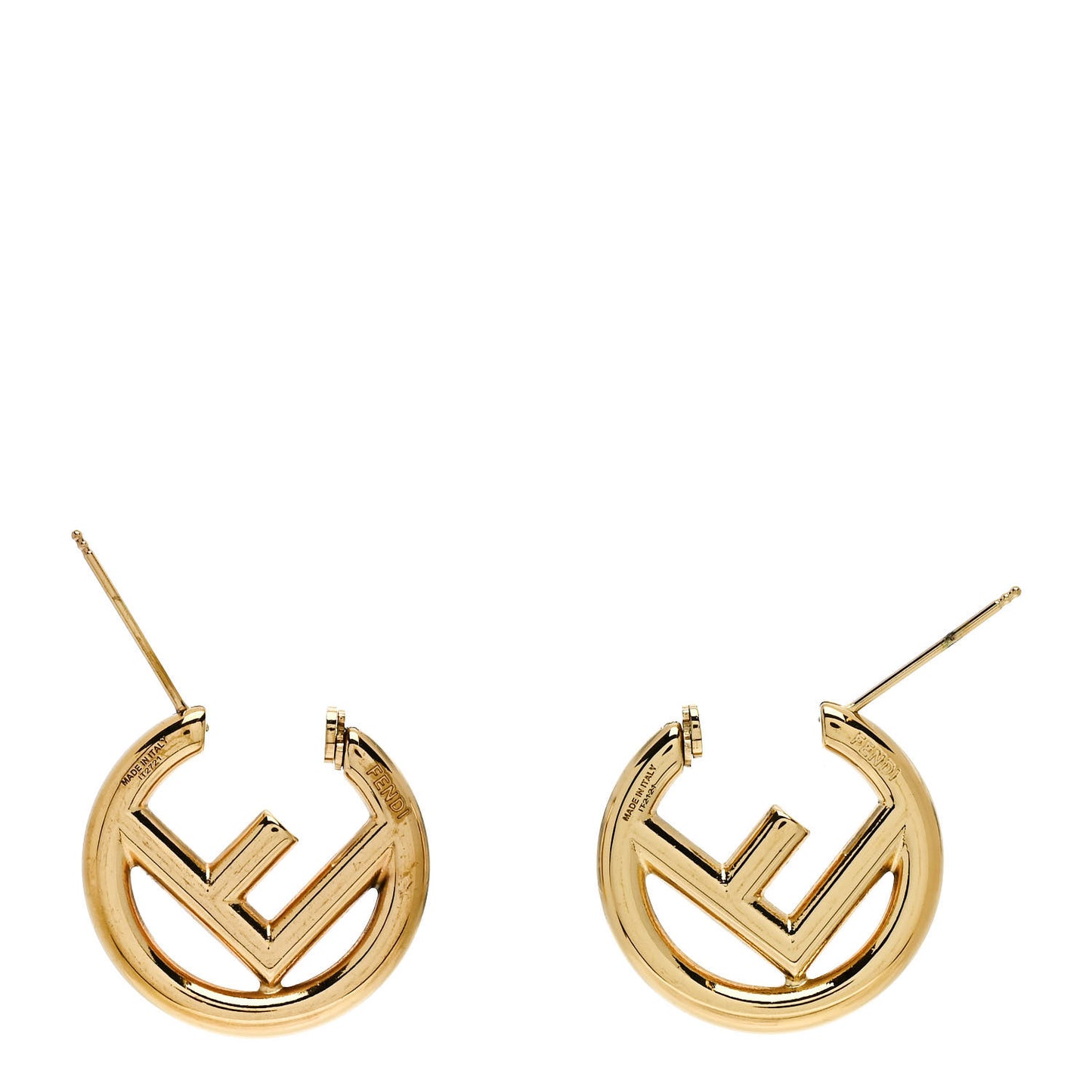 Metal FF Hoop Earrings Gold