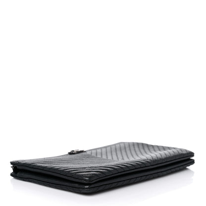 Chanel Caviar Chevron Quilted Small Zipped Boy Pouch Black 4 of 17