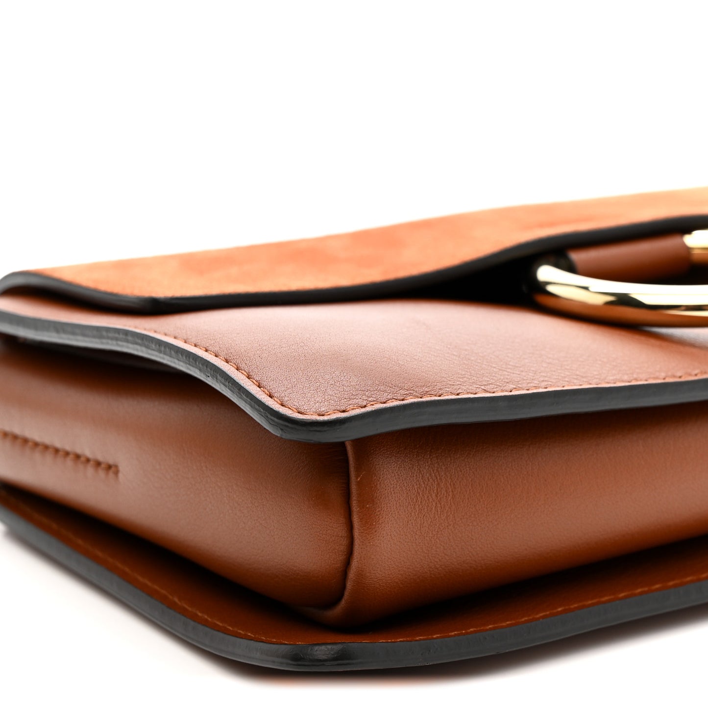 Suede Calfskin Small Faye Shoulder Bag Tobacco