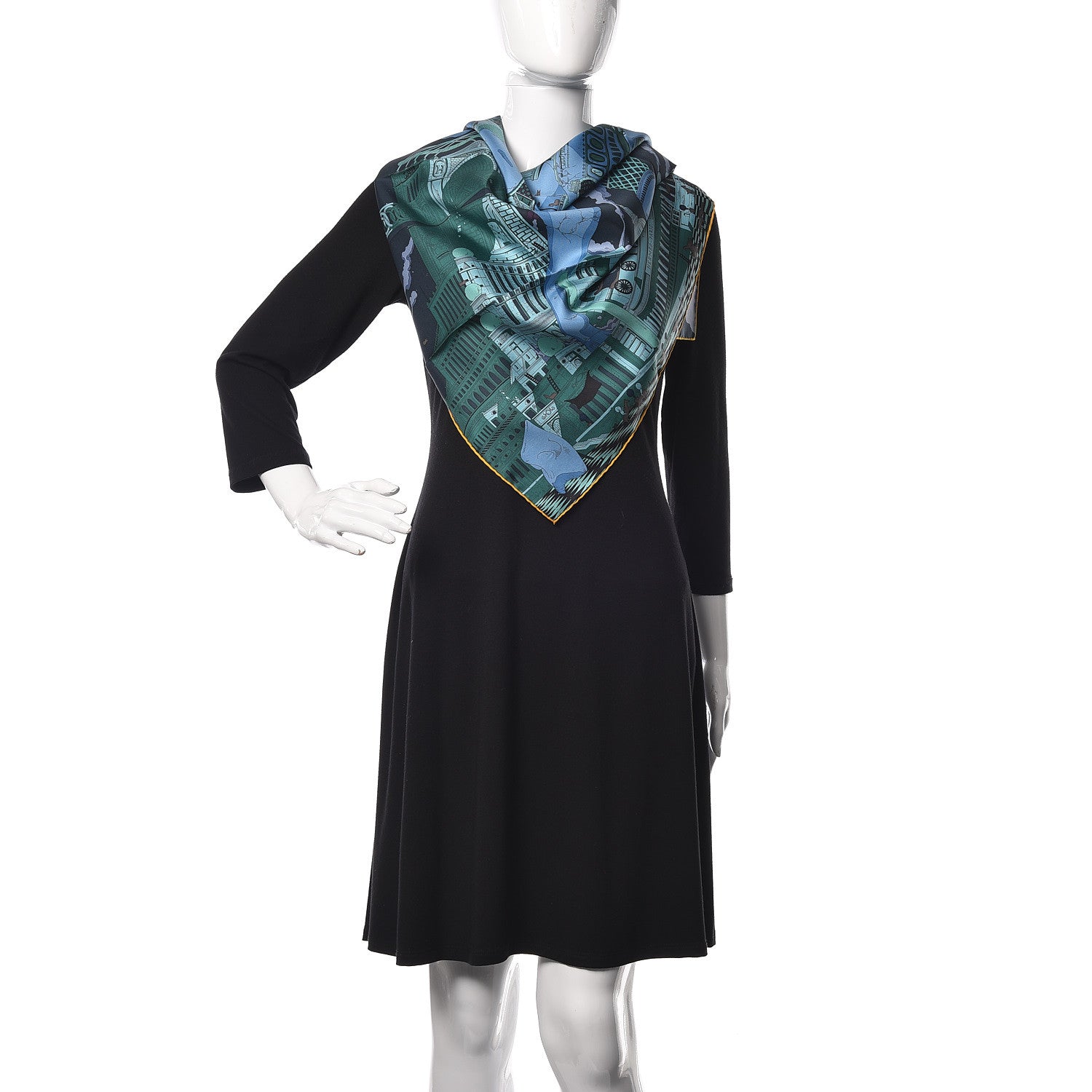 Hermes Silk Hippopolis Scarf 90 Bleu Nuit Vert 2 of 4