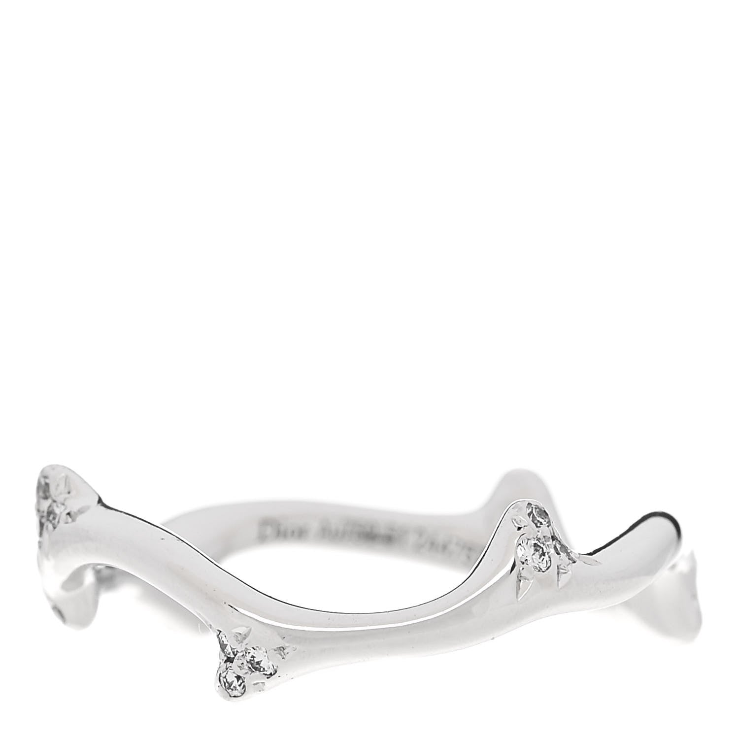 Christian Dior 18K White Gold Bois de Rose Ring 51 5.75 1 of 5